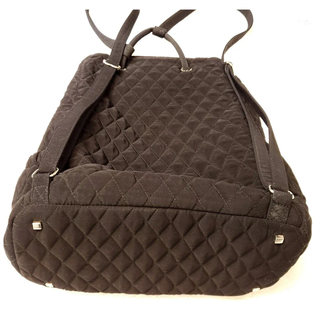 Vera Bradley Essential Classic Black Microfiber Backpack Quilted Bag Purse